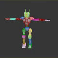 Silver Robot Character With Metallic Body Extended Arms Standing On Dark Background With Reflection